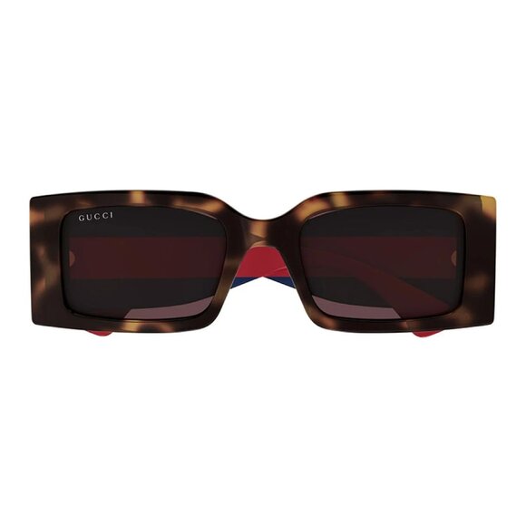 NEW GUCCI SUNGLASSES GG1860S 002 HAVANA/RED WOMEN SQUARE EYEWEAR